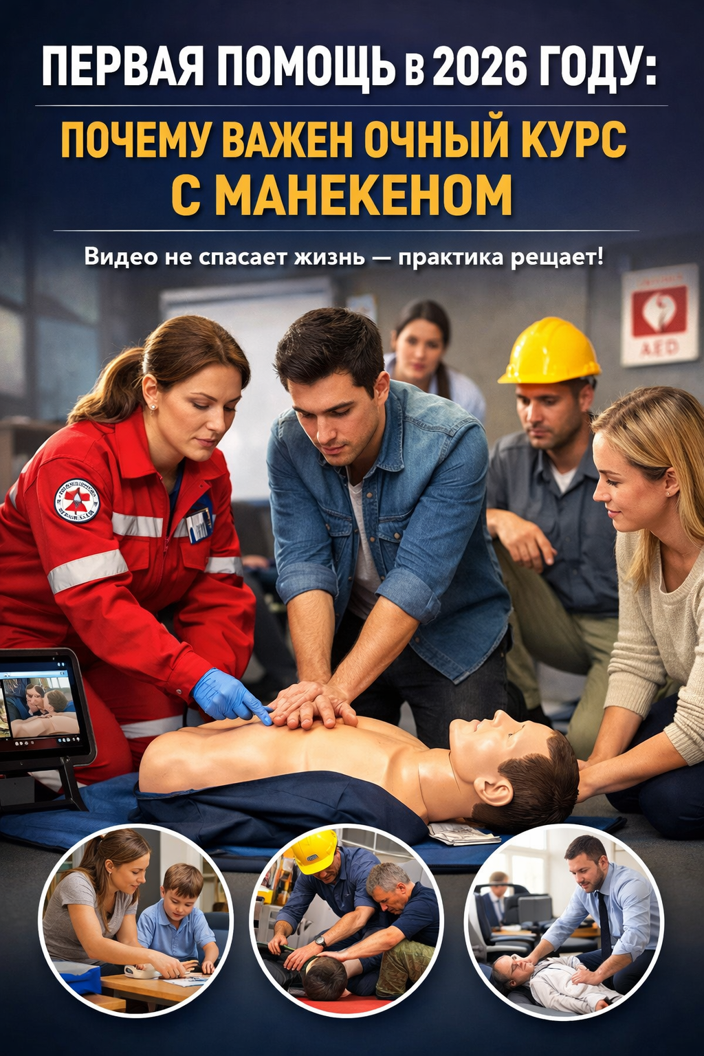 Первая помощь в 2026 году: почему просмотр видео бесполезен, а нужен очный курс с манекеном